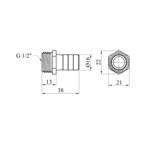 Штуцер Karro 1/2" РЗ, D=16 мм нікельований KR-821 №2