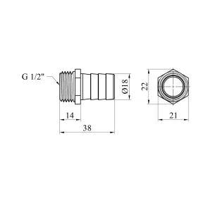 Штуцер Karro 1/2" РЗ, D=18 мм нікельований KR-821 №2