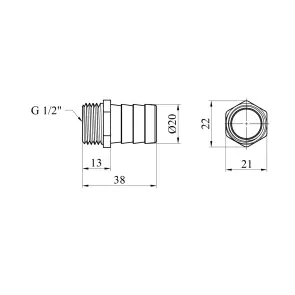 Штуцер Karro 1/2" РЗ, D=20 мм нікельований KR-821 №2