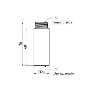 Подовжувач Karro SM 1/2" ВЗ, L=60 мм нікельований №2