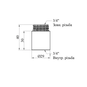 Подовжувач Karro 3/4" ВЗ, L=30 мм хромований KR-3209 №2