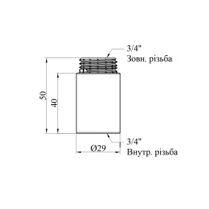 Удлинитель Karro 3/4" ВЗ, L=40 мм хромированный KR-3209 №2