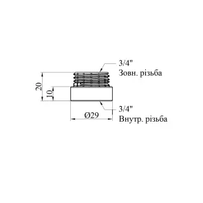 Подовжувач Karro 3/4" ВЗ, L=10 мм хромований KR-3209 №2