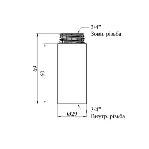Удлинитель Karro 3/4" ВЗ, L=60 мм хромированный KR-3209 №2