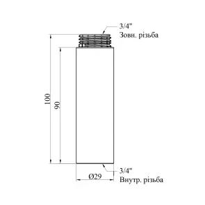 Подовжувач Karro 3/4" ВЗ, L=90 мм хромований KR-3209 №2