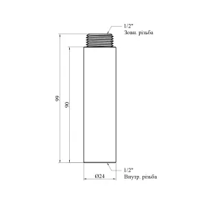 Удлинитель Karro 1/2" ВЗ, L=90 мм хромированный KR-3209 №2