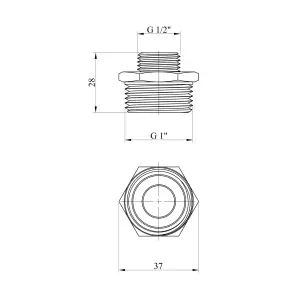 Ниппель переходящий Karro 1"х1/2" ЗЗ никелированный KR-3114 №2