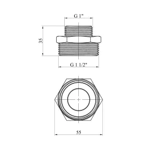 Ниппель переходящий Karro 1 1/2"х1" ЗЗ никелированный KR-3114 №2