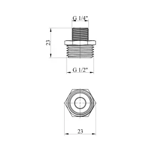 Ніпель перехідний Karro 1/2"х1/4" ЗЗ нікельований KR-3114 №2