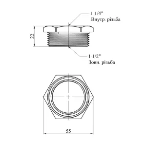 Футорка Karro 1 1/2"х1 1/4" ЗВ нікельована KR-3115 №2