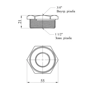 Футорка Karro 1 1/2"х3/4" ЗВ нікельована KR-3115 №2