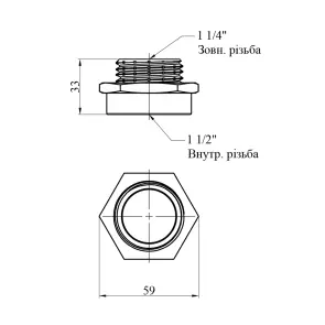 Перехідник Karro 1 1/2"х1 1/4" ВЗ нікельований KR-3117 №2