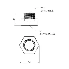 Перехідник Karro 1"х3/4" ВЗ нікельований KR-3117 №2