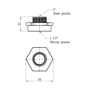 Перехідник Karro 1 1/2"х1" ВЗ нікельований KR-3117 №2