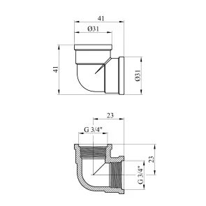 Кутник Karro 3/4" ВВ нікельований KR-3107 №2