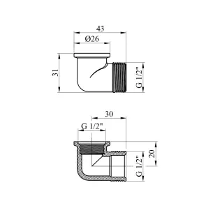 Кутник Karro 1/2" ВЗ нікельований KR-3212 №2