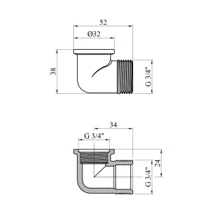 Кутник Karro 3/4" ВЗ нікельований KR-3212 №2
