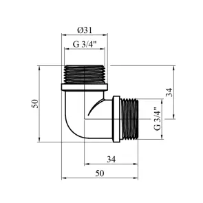Кутник Karro 3/4" ЗЗ нікельований KR-3212 №2