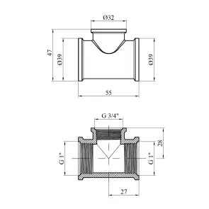 Трійник перехідний Karro 1"х3/4"х1" ВВВ нікельований KR-3213 №2