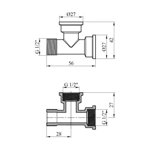 Тройник Karro 1/2" ВУЗ никелированный KR-3213 №2
