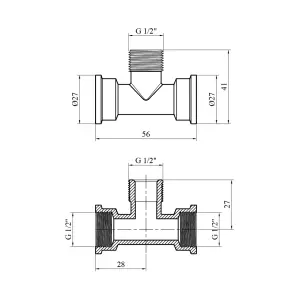 Трійник Karro 1/2" ВЗВ нікельований KR-3213 №2