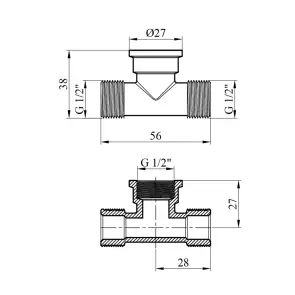 Трійник Karro 1/2" ЗВЗ нікельований KR-3213 №2