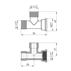 Трійник Karro 1/2" ЗЗВ нікельований KR-3213 №2