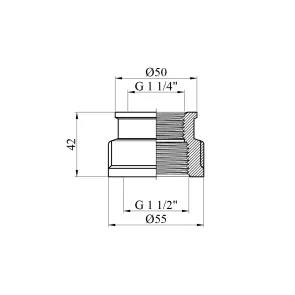 Муфта перехідна Karro 1 1/2"х1 1/4" ВВ нікельована №2