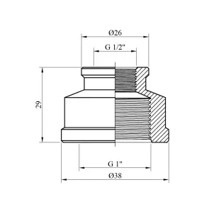 Муфта переходная Karro 1"х1/2" ВВ никелированная KR-3122 №2