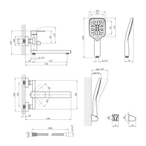 Змішувач для ванни Kroner KRP Edelstahl Kubus - PVD070 №2