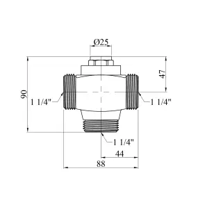 Трехходовой клапан Karro (DN) 25, d=1 1/4" ЗЗЗ латунный KR-1134 №2