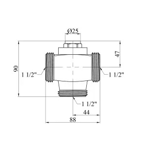 Трехходовой клапан Karro (DN) 32, d=1 1/2" ЗЗЗ латунный KR-1134 №2