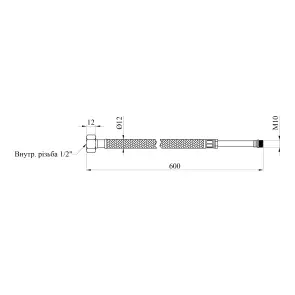 Гибкая подводка для подключения смесителя Kroner KRM 1/2"хМ10 ВЗ 60 см в нейлоновой оплетке покрытой ПВХ (пара) №2