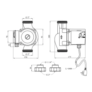 Насос циркуляційний Agua GPD 32/8-180 з гайками №2