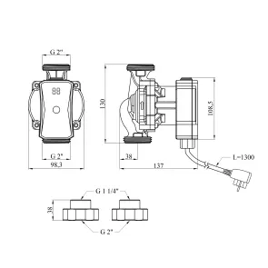 Насос циркуляційний Pumpman GRC32/7/130 Нmax 7м Qmax 3,6куб.м P 52 Вт №2