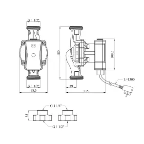 Насос циркуляционный Pumpman GRC25/7/180 Нmax 7м Qmax 3,48 куб.м P 52 Вт №2