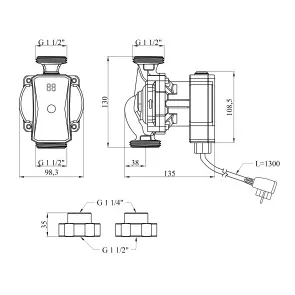 Насос циркуляційний Pumpman GRC25/7/130 Нmax 7м Qmax 3,48куб.м P 52 Вт №2
