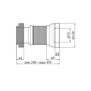 Гофра для унітаза армована Kroner KRP - GA110 D - 110 мм 240-455 мм №2