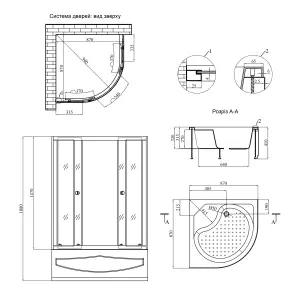 Душова кабіна Agua Cascad - S.T.D.90x90 см №2