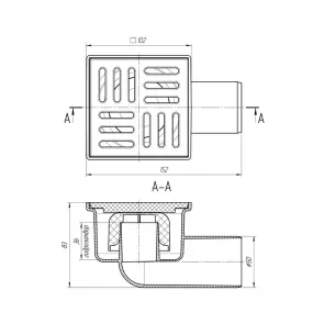Трап ANIplast с горизонтальным выпуском 50 мм, с решеткой 10х10 см. TA5104EU №2