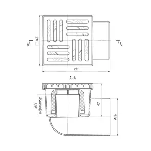 Трап ANIplast з горизонтальним випуском 110 мм, з решіткою 15х15 см TА1110EU №2