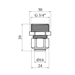 Муфта металлопластиковая Karro 16х3/4" РЗ никелированная KR-0510 №2