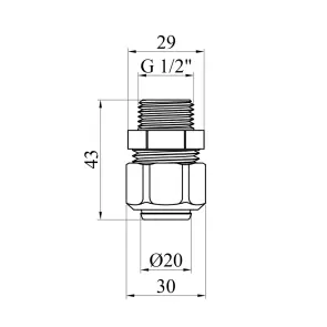 Муфта металлопластиковая Karro 20х1/2" РЗ никелированная KR-0512 №2