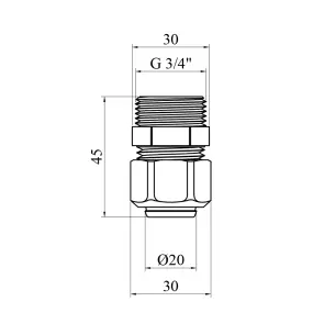 Муфта металлопластиковая Karro 20х3/4" РЗ никелированная KR-0513 №2