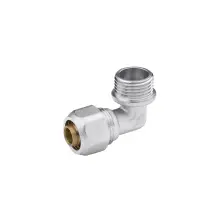Колено металлопластиковое Karro 16х1/2" РЗ никелированное KR-0610