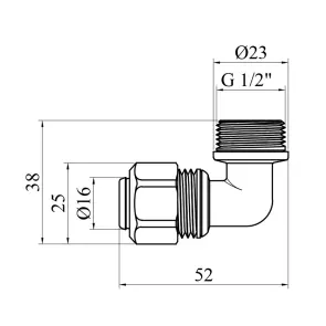 Колено металлопластиковое Karro 16х1/2" РЗ никелированное KR-0610 №2