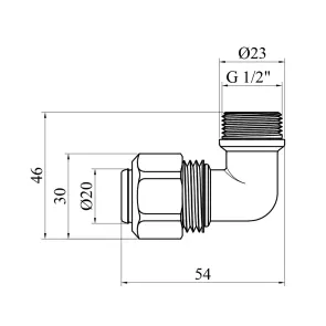 Коліно металопластикове Karro 20х1/2" РЗ нікельоване KR-0611 №2