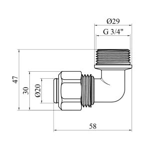 Коліно металопластикове Karro 20х3/4" РЗ нікельоване KR-0612 №2