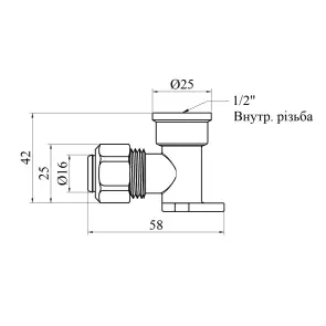 Колено настенное металлопластиковое Karro 16х1/2" РО никелированное KR-0820 №2