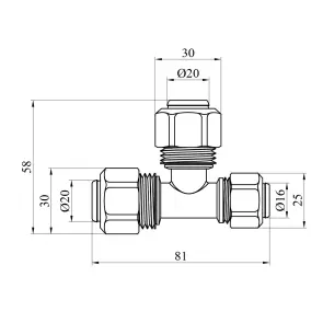 Трійник металопластиковий Karro 20x20x16 мм нікельований KR-0734 №2